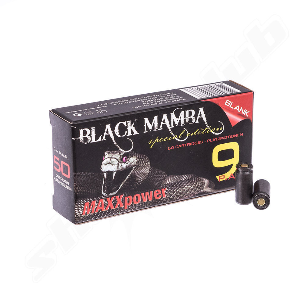 Platzpatronen Black Mamba, MAXXPOWER 9mm P.A.K schwarz
